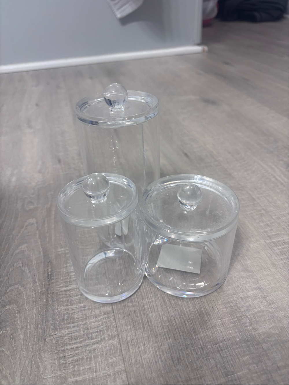 Clear Acrylic Vanity Canister Set - Transparent Bathroom Storage
